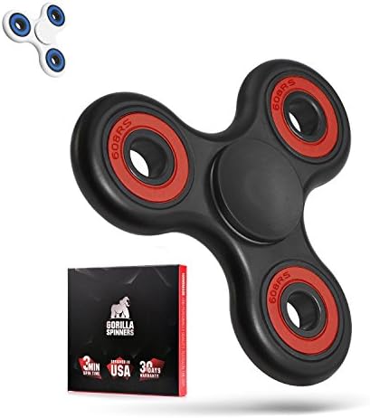 Gorilla Spinners - Spinner Fidget Toy with High Performance Steel Bearing in Premium Gift Box, 1-5 min of Spin Time (black / red)