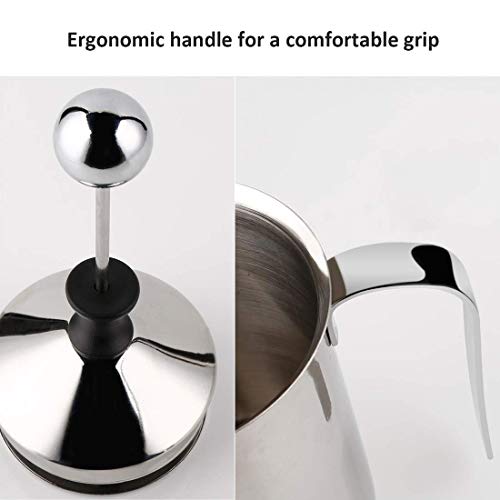 Elektrischer Schneebesen, Handpumpen-Milchaufschäumer aus Edelstahl, manuell betriebener Milchschaumbereiter, Tasse für… – Bild 7