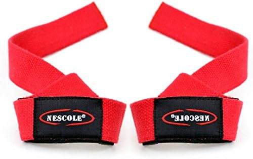 Weight Lifting Straps For Men &Women By Nescole(1 pair) | Weightlifting Cotton HookWrapsFor Bodybuilding, Powerlifting & Crossfit | Padded Wrist GripAssist & Support For Your Gym Or Home Workouts