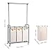 XCSOURCE Laundry Sorter with Hanging Bar Laundry Hamper Sorter Cart Laundry Trolley Laundry Cart Sorter with Rod Hanging Bar, 3 Durable Detachable Oxford Bags Metal Frame Capacity 130 L(Beige)