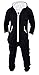 Mens Jumpsuit Non Footed Pajama Unisex One Piece Playsuit Adult Onesie With Hood Large Black