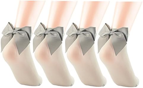Ziye Shop 4 Pairs Ankle Socks Elastic Crystal Silk Bow Socks for Girls and Women