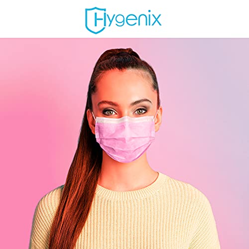 Hygenix Pink 3ply Disposable Face Masks PFE 99 Filter Quality Tested by a US lab(Pack of 50 Pcs