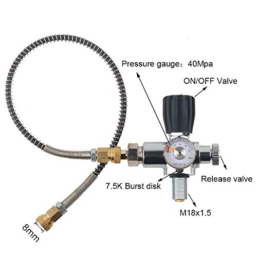Gurlleu 30 Cu.Ft Carbon Fiber Tank 4500 PSI Filling Station & Charging System for PCP Air Guns Scuba SCBA (Tank & Valve Set) - Thumbnail 4