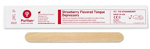 Puritan Medical 5.5" Strawberry Flavored Junior Wood Tongue Depressor - 710 STRAWBERRY (Box of 50)