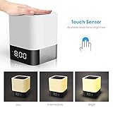 Alisten Night Light Wireless Bluetooth Speakers, All in 1 Bedroom MP3 Player and Alarm Clock Lamp with Touch Sensor for Home, Adult and Kids - White