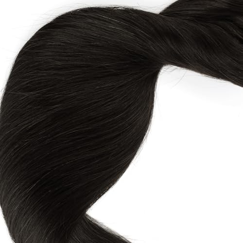 ABH AMAZINGBEAUTY HAIR Clip in Hair Extensions - Real Human Hair, Black, Invisible, Straight, Double-side Skin Wefts, Off Black #1B, 8Pcs With 18 Clips, 120G, 20 Inch