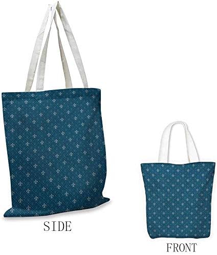 Fleur De Lis Shopping bag series Middle Ages Abstract Floral Arrangement Pattern with Ancient Baroque Elements Insulated shopping bag W15.75 x L17.71 Inch Blue Grey