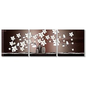 Canvas Wall Art Beautiful Elegant Flowers Painting Artwork for Home Prints Framed - 12"x12"x3 Panels