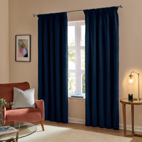furn. The Ultimate Velvet Pencil Plooi Gordijn Paar - Zachte Stijlvolle Kamer Verduistering Mat Fluwelen Gordijnen (Royal - 229x137cm)