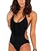V28® Padded One Piece Fringed Swimsuit Swimwear Monokini (US size: M, Black2)