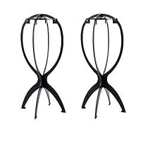 Forevive 2-Pack Portable Travel Wig Stand Foldable Wig Dryer Durable Plastic Stable Wig Stand Dryer for All Wigs and Hats (Black)