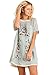 Umgee Women's Casual Style Bohemian Embroidered Short Sleeve Poly Cotton Dress Tunic (L, Blue)