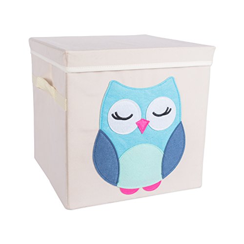 DII Nursery or Playroom Storage Bins with Lids, Made To Fit Standard Cube Organizers, use for Toys, Clothing, Blankets, Books, & More (13x13x13") â€“ Owl