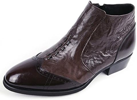 EpicStep Men's Dress Formal Business Stylish Wingtip Genuine Cow Leather Zip Chelsea Ankle Boots Shoes