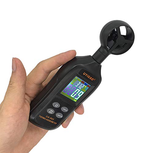 Handheld Digital Anemometer Wind Speed Meter for Measuring Wind Speed, Temperature with Back Light and Max/Min for Windsurfing Kite Flying Sailing Surfing Fishing