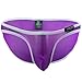 YiZYiF Men's Smooth Thin Bikini Brief Mesh Bulge Pouch Pants Underwear Purple Medium