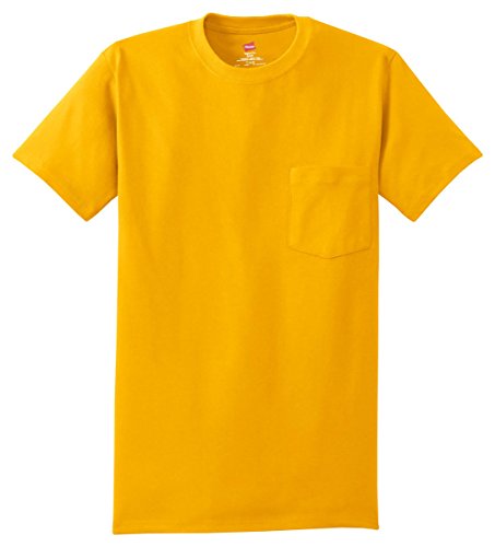 Hanes TAGLESSÂ® Pocket T-Shirt, Gold, XL