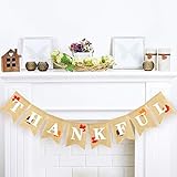 Whaline Thankful Maple Leaves Burlap Banner Autumn Harvest Home Decor Bunting Flag Garland Thanksgiving Day Party Decoration