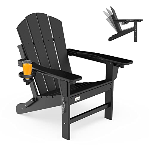 Mdeam Folding Adirondack Chair Adjustable Backrest with Cup Holder