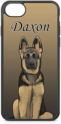 CodeiCases iPhone 7 Plus German Shepherd Dog with Custom Name Cover, Rubber Black Dog with Name iPhone Case