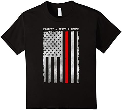 unisex-child police firefighter apparel american flag t shirt 4 Black