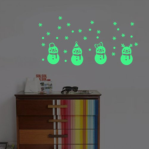 Decor Stick, coersd Christmas Glow Snowman Wall Stickers Living Room Luminous Stickers Window Decor