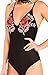 Dovee Women’s V Neck Rose Embroidery Bodysuit Backless Sleeveless Clubwear Mesh Jumpsuit Romper (S, Black)