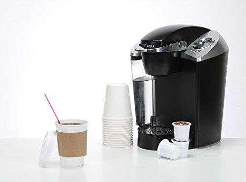 120 Paper Coffee Hot Cups with Lids, Stirrers, Sleeves, Disposable Travel Cups - 8oz 10oz 12oz or 16 ounces - Great for Office, Car, Hot Beverage To Go Cup Mug, White Paper Cup (White Lids, 10 Ounces)