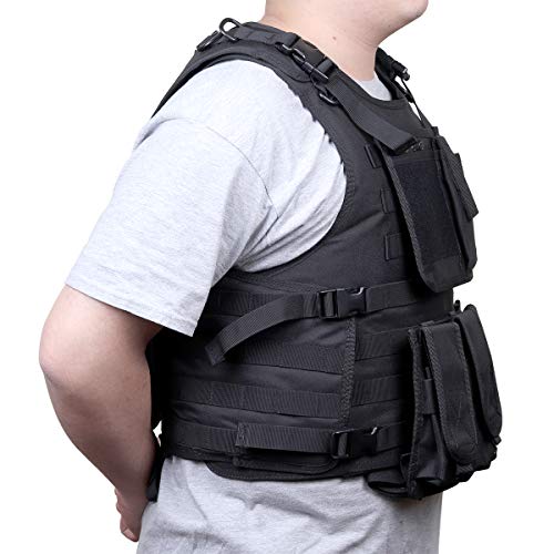Goetland 900D Polyester Tactical Vest Airsoft Paintball Combat Training Outdoor CS Game Adjustable S-XXL, Black - Thumbnail 6