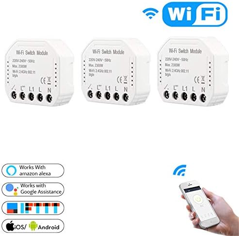 WiFi Smart Light Switch 220V DIY Breaker Module Smart Life/Tuya APP Remote Control,Compatible with Alexa Echo Google Home 1/2 Way,3PCs