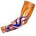 Bucwild Sports Flame Compression Arm Sleeve Youth/Kids & Adult Sizes - Baseball Basketball Football Running - UV/Sun Protection Cooling Base Layer Pain Relief (Orange - Youth Small)