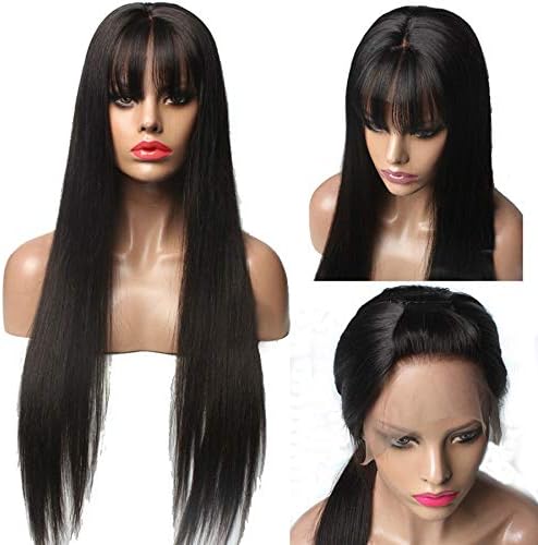 Hesperis Grade 8A Brazilian Hair 13X6 Lace Front Human Hair Wigs For Black Women Glueless Silky Straight Pre Plucked Baby Hair With Bangs 130 Density-22inch