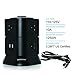4 Side Power Strip Tower SAFEMORE with 7 Widely Outlets / 2 USB Ports, Flat Plug 6ft Charging Station for Home & Office (Black)