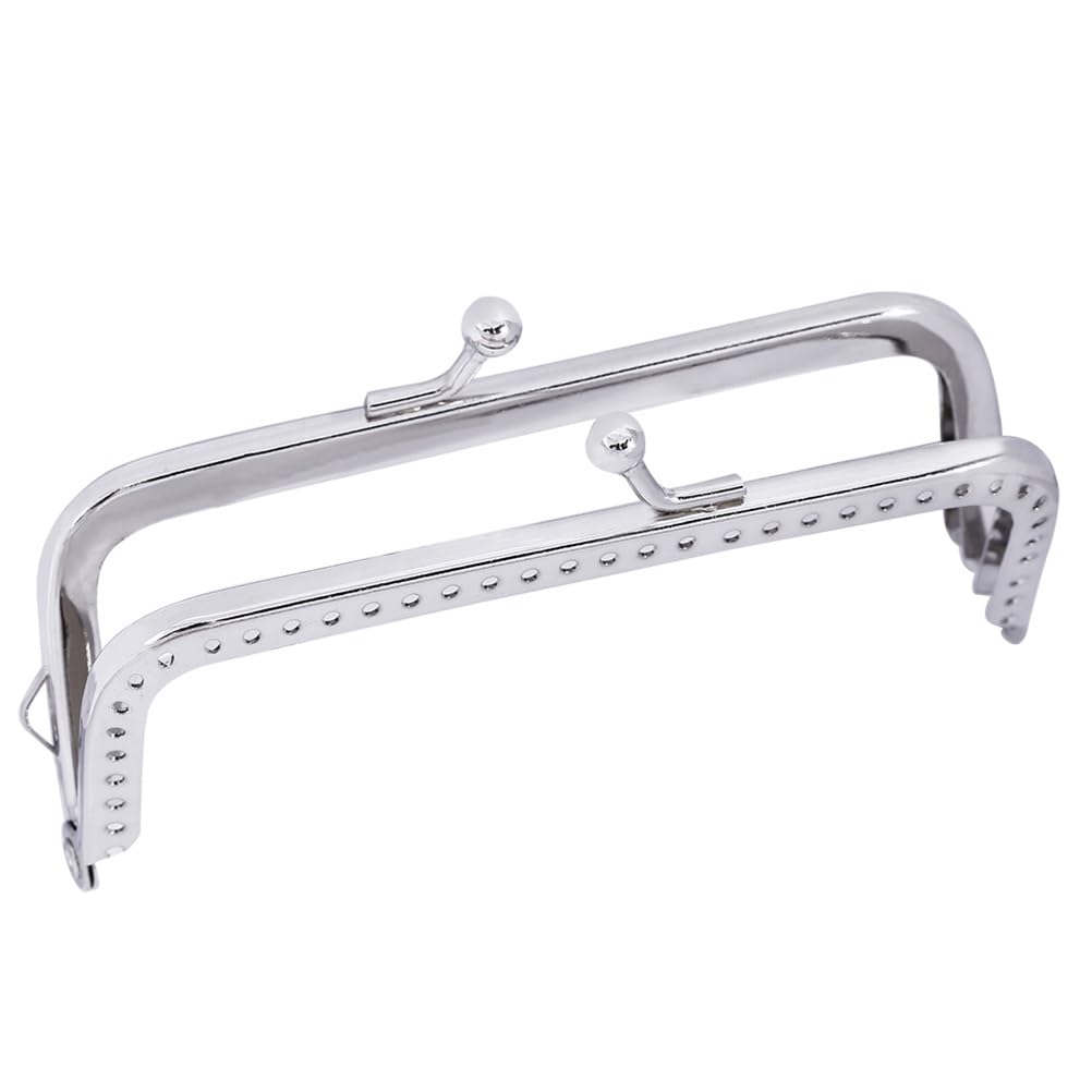 SUPVOX Purse Frame 10.5cm Bag Kiss Clasp Lock Metal Square Frame for DIY Craft Purse Bag Making 5pcs (Silver)