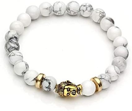 Tibetan Chakra Power Bracelet with Buddha Head Colour Natural White Turquoise Gold (Men's, Women's, Youth)