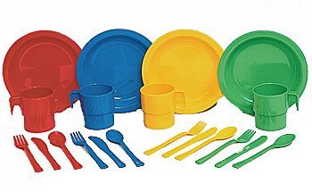 Constructive Playthings ASC-796 Indestructible Pretend Play Dishes - Service for 4