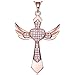 NEEMODA Gifts for Women Cross Pendant Necklace for Her Girls Zirconia Angel Wings Fashion Jewelry Birthday Anniversary Valentines Mothers Day Religious Gifts Rose Gold Plated