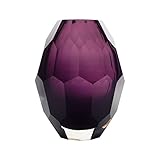 CASAMOTION Home Decor Accent Vase Diamond Shape Solid Color Hand Blown Art Glass Vase, Violet