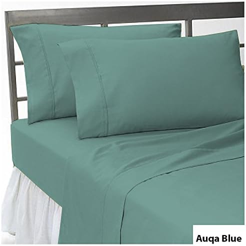 16-20 inches Extra Deep Pocket 4 PC Sheet Set Solid 100% Egyptian Cotton 450 Thread Count USA Bedding Sheet Set Size Twin XL Aqua Blue Color .