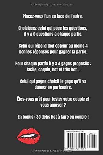 Jeux Et Defis Pour Pimenter Sa Vie De Couple Cadeau Couple Saint Valentin Mariage Anniversaire 70 Questions 40 Gages Coquins En Bonus 30 Defis Hot A Faire A Deux French Edition Jeux Et Defis Pour Pimenter Sa Vie De Couple Cadeau Couple Saint Valentin Mariage Anniversaire 70 Questions 40 Gages Coquins En Bonus 30 Defis Hot A Faire A Deux French Edition