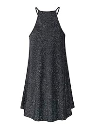 CUQY - Mini vestido sin mangas con lentejuelas para mujer con cuello halter y túnica (FBA)