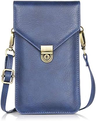 Women Pu Leather Cell Phone Crossbody Bag Wallet Purse Pouch Case for Samsung Note 9 / Note 8 / S10e / S10 Plus / S9 Plus / S8 Plus / A6 / J7 Prime 3 / OnePlus 7 / 6T (Blue)