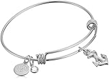Halos & Glories, Anchor Charm Shiny Silver Bangle Bracelet
