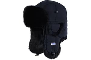 SIOLYAG Winter Trapper Hat,100% Rabbit Fur Russian Ushanka Aviator Hunting Ski Hat Winter Hat with Ear Flaps