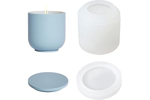 BOOWAN NICOLE Nordic Simple Style Cement Candle Jar Silicone Mold Concrete Candle Container Mould Home Decor Candle Vessel (SH0916-1 SH0916-2)