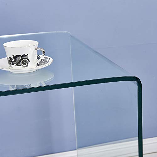 SMARTIK Clear Glass End Table, Bedside Table for Bedroom, Small Side