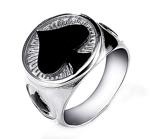 Men Black Peach Heart Stainless Steel Rings,Size 13