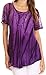 Sakkas 17782 - Siri Ombre Tie Dye Embroidered Sheer Cap Sleeve Relaxed Fit Tunic Top - 2-Purple - OS