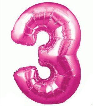Suki Gifts S9603233 Birthday Number 3 Foil Balloon, 76 cm, Pink